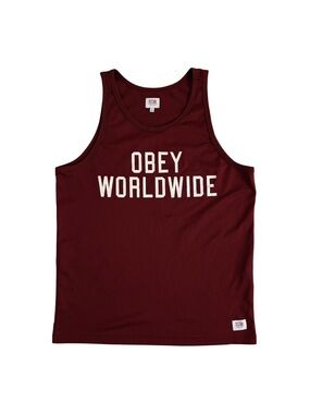 OBEY Worldwide Men's Maroon Mesh Tank Top